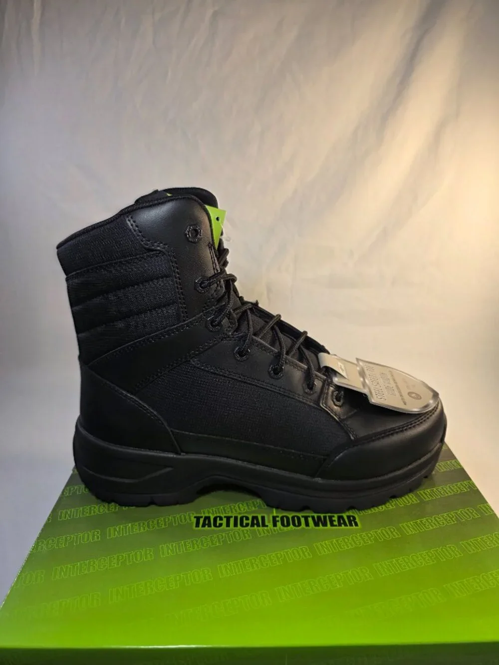 Interceptor NWT Men's Black Leather Tactical Steel Toe Boots Force 2.0 Size 8.5